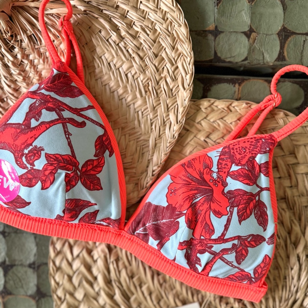 💦 MAAJI 💦 REVERSIBLE FLORAL TROPICAL NEON ORANGE BIKINI SWIM TOP